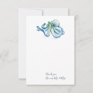 Aquarellblauer Oktopus Danke Stationery Mitteilungskarte