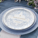 Aquarellblauer Wappen Baby Boy Taufe Pappteller<br><div class="desc">Taufpapier</div>