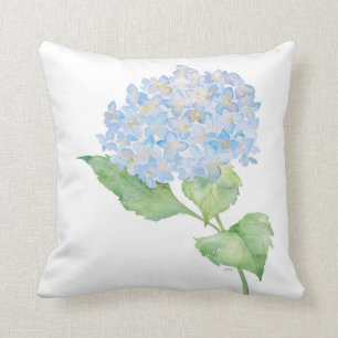 Aquarellblaues Hydrangea-Wurfs-Kissen Kissen