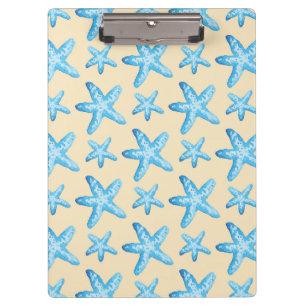Aquarellblaues Starfish-Muster Klemmbrett