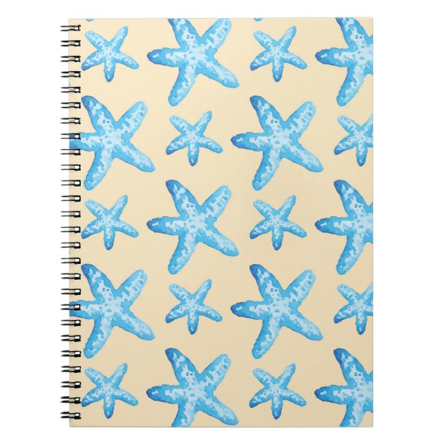 Aquarellblaues Starfish-Muster Notizblock (Vorderseite)
