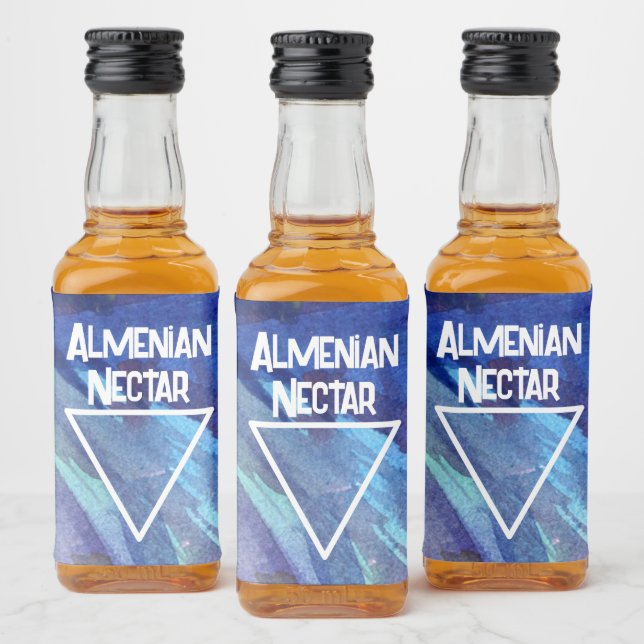 Aquarellblaues Telefon Alkoholflaschenetikett (Flaschen)