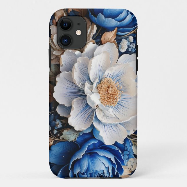 Aquarellblossom in blauen und weißen Blume, Case-Mate iPhone Hülle (Rückseite)
