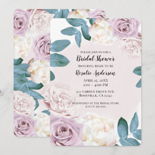 Aquarellblümchen Rose Elfenbeinrosa Bridal Einladung