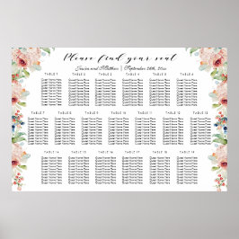 Aquarellblume 19 Tische Hochzeitssitze Poster