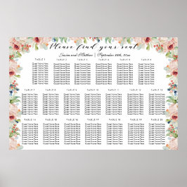 Aquarellblume 20 Tische Hochzeitssitze Poster