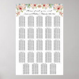 Aquarellblume 24 Tische Hochzeitssitze Poster