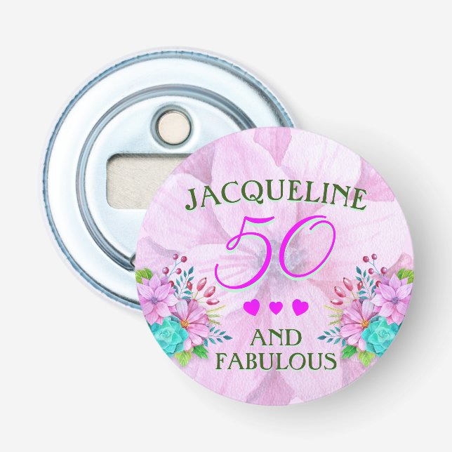 Aquarellblume 50 und fabelhaft flaschenöffner (Vorderseite)