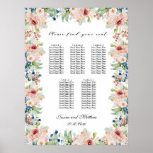 Aquarellblume 5 Tische Hochzeitssitze