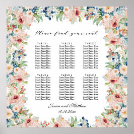 Aquarellblume 6 Tische Hochzeitssitze Poster