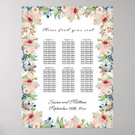 Aquarellblume 6 Tische Hochzeitssitze Poster