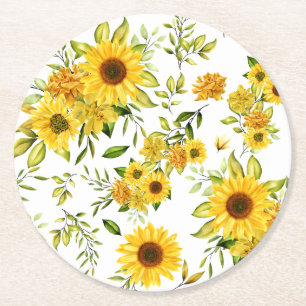 Aquarellblume 8 runder pappuntersetzer