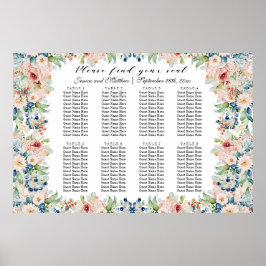 Aquarellblume 8 Tische Hochzeitssitze Poster