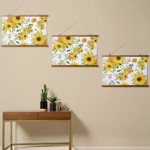 Aquarellblume 8 wandteppich mit holzrahmen