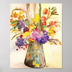 Aquarellblume 8x10 Premium Leinwand Gloss Poster
