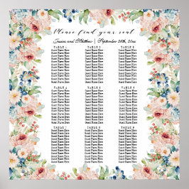 Aquarellblume 9 Tische Hochzeitssitze Poster