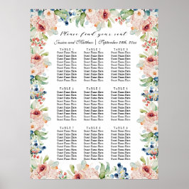 Aquarellblume 9 Tische Hochzeitssitze Poster