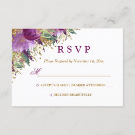 Aquarellblume Amethyst Wedding RSVP Karte