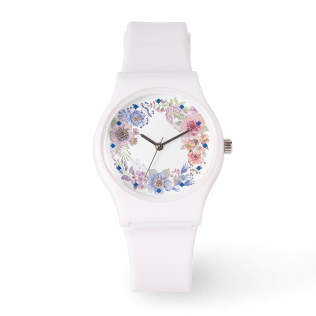 Aquarellblume Armbanduhr (Vorderseite)