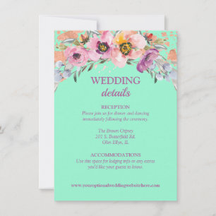 Aquarellblume auf der Neo Mint Hochzeitsempfehlung Einladung