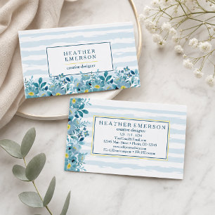 Aquarellblume Blaue Hydrangeas und Gelb Visitenkarte