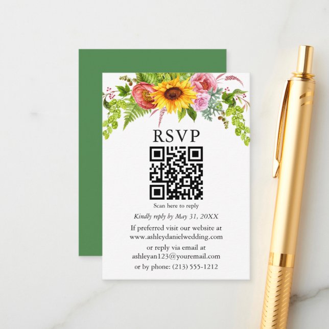 Aquarellblume Blumenzwiebelblume QR UAWG Green Begleitkarte (Vorderseite/Rückseite Beispiel)