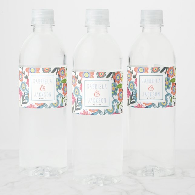Aquarellblume | Custom Water Label Wasserflaschenetikett (Flaschen)
