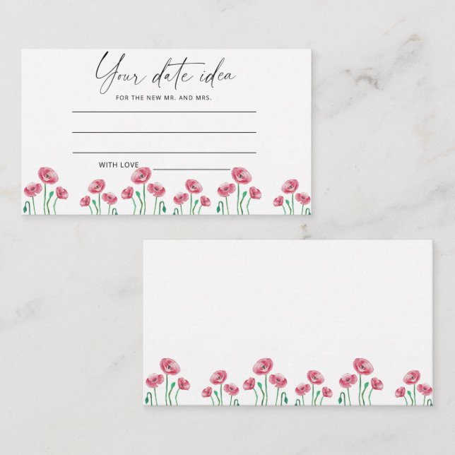 Aquarellblume Datum Ideen Nacht \ Datum jar Begleitkarte (Vorne/Hinten)