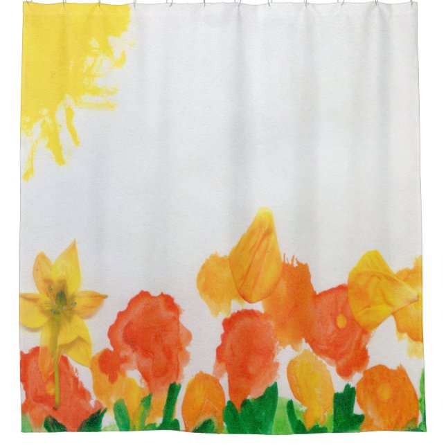 Aquarellblume Duschvorhang (Vorderseite)