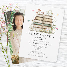 Aquarellblume Ein neues Kapitel Foto Kinderdusche Einladung