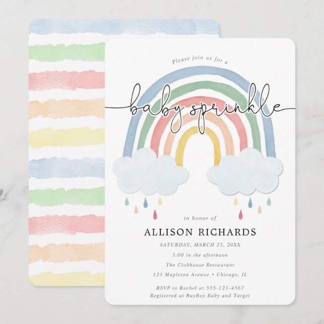 Aquarellblume Einladung (Vorne/Hinten)