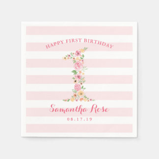Aquarellblume Eins Geburtstag Serviette