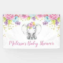 Aquarellblume Elefant Babydusche Banner