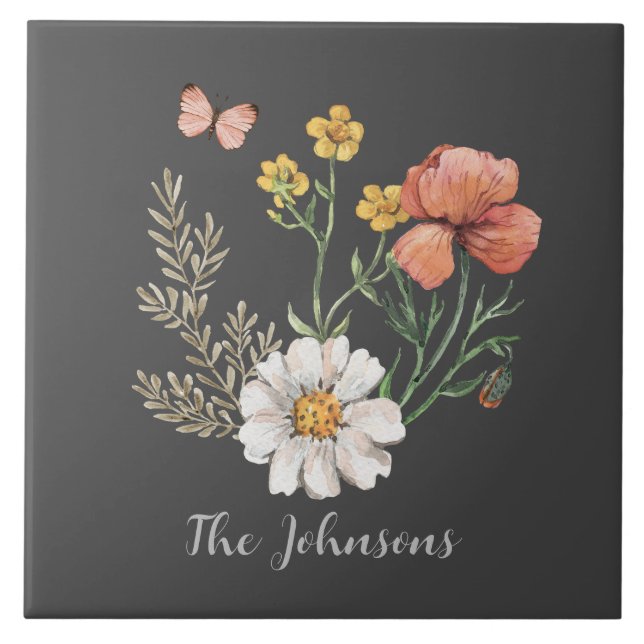 Aquarellblume Fliese (Vorderseite)