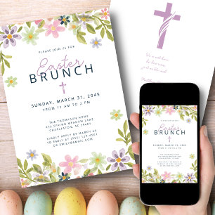 Aquarellblume Frühlingsbrunch Religiös Einladung