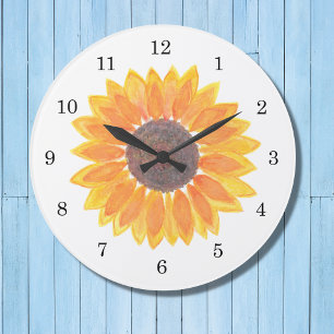 Aquarellblume Große Wanduhr