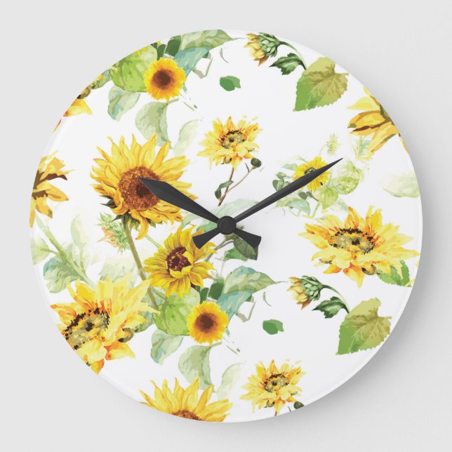 Aquarellblume Große Wanduhr (Vorderseite)