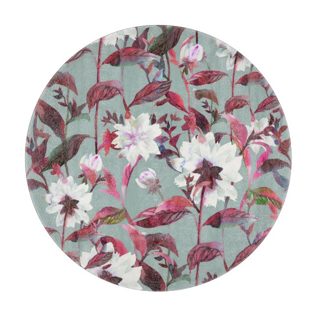 Aquarellblume: Handgezeichnete Blüten. Schneidebrett (Vorderseite)