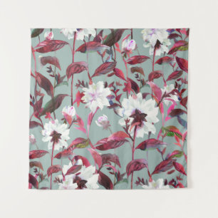 Aquarellblume: Handgezeichnete Blüten. Wandteppich