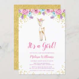 Aquarellblume Hirschmädchen Einladung zur Kinderdu