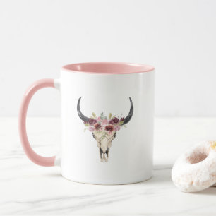 Aquarellblume Hirschschädel Tasse