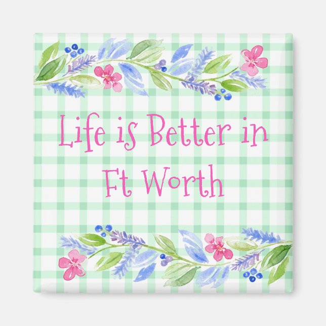 Aquarellblume Karo LIFE ist ein besserer Stadtname Magnet (Vorne)