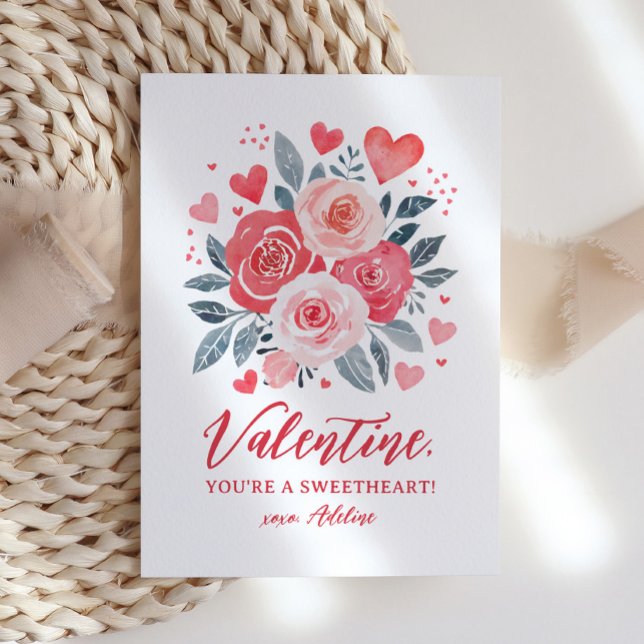 Aquarellblume Kinder Valentinstag Mitteilungskarte (Von Creator hochgeladen)
