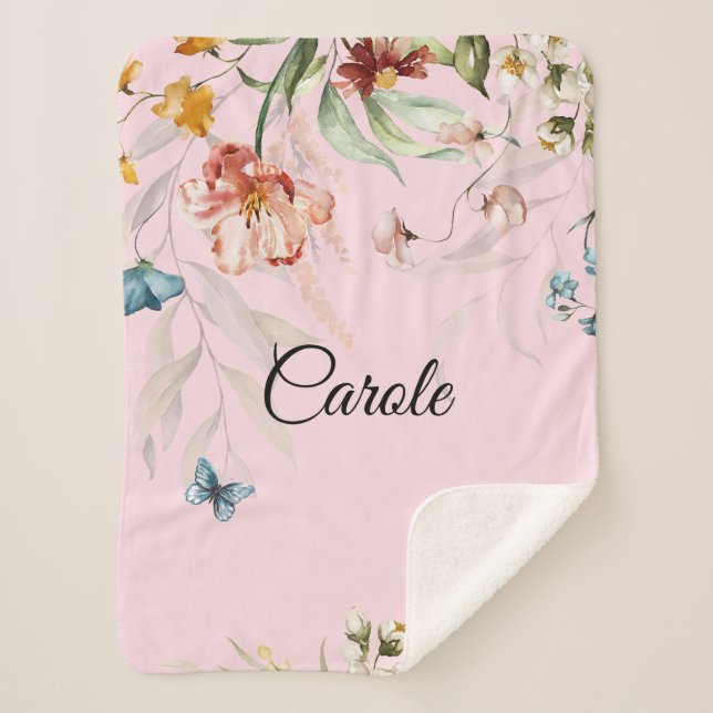 Aquarellblume, kleine Krippe oder Rolle Sherpadecke (Vorderseite)