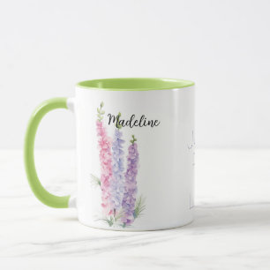 Aquarellblume Larkspur Juli Blume Tasse