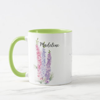 Aquarellblume Larkspur Juli Blume Tasse
