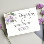 Aquarellblume Lavendel Hochzeitsrezeption Begleitkarte<br><div class="desc">Schöne florale Aquarell EMPFANG Hochzeitszimmereinlegeplakate für die Gäste,  um Informationen zu geben,  wo der Empfang sich befindet. Lila,  Pflaume,  Lavendel,  Lila,  violette Farben. Ideal für Sommer,  Frühling oder Herbst / Herbst Hochzeit Thema. Bearbeiten von Karten - Einfach Ihre Daten hinzufügen oder Schriftart,  Farbe und Größe ändern.</div>