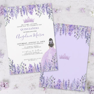 Aquarellblume Lila Quinceanera Einladung