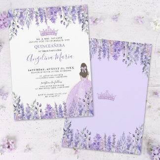Aquarellblume Lila Quinceñera Einladung