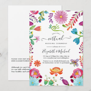 Aquarellblume mexikanische Fiesta Virtual Wedding Einladung